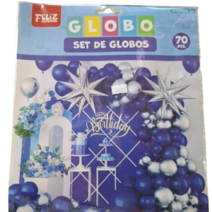 Set de Decoración Globos Azul Plateado